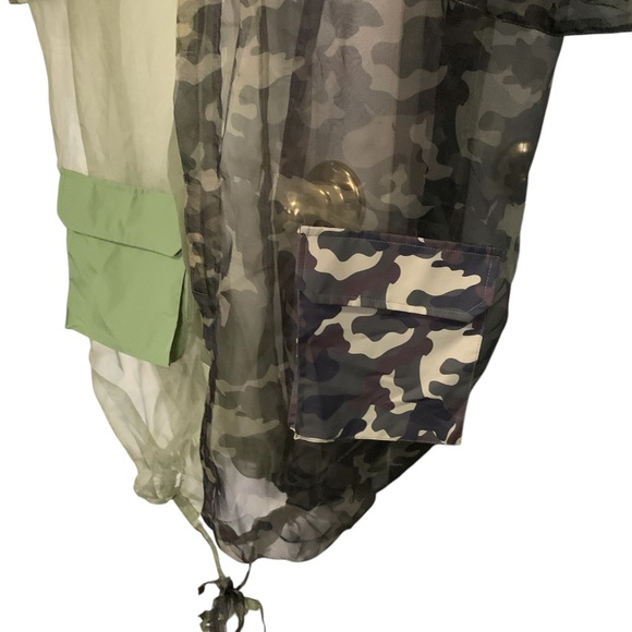Translucent camo print hoodie duster. OS. - Picture 6 of 11